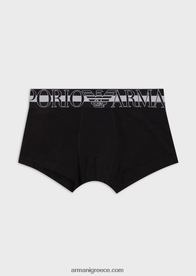 άνδρες Armani σλιπ μποξερ από οργανικό βαμβάκι με μεγάλο λογότυπο 4046R61772 μαύρος