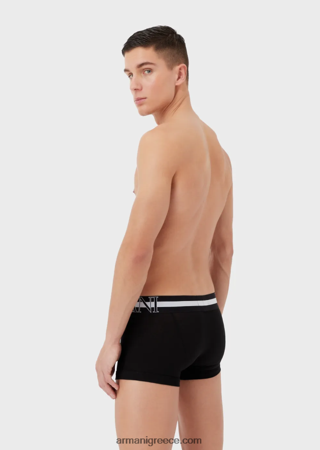 άνδρες Armani σλιπ μποξερ από οργανικό βαμβάκι με μεγάλο λογότυπο 4046R61772 μαύρος