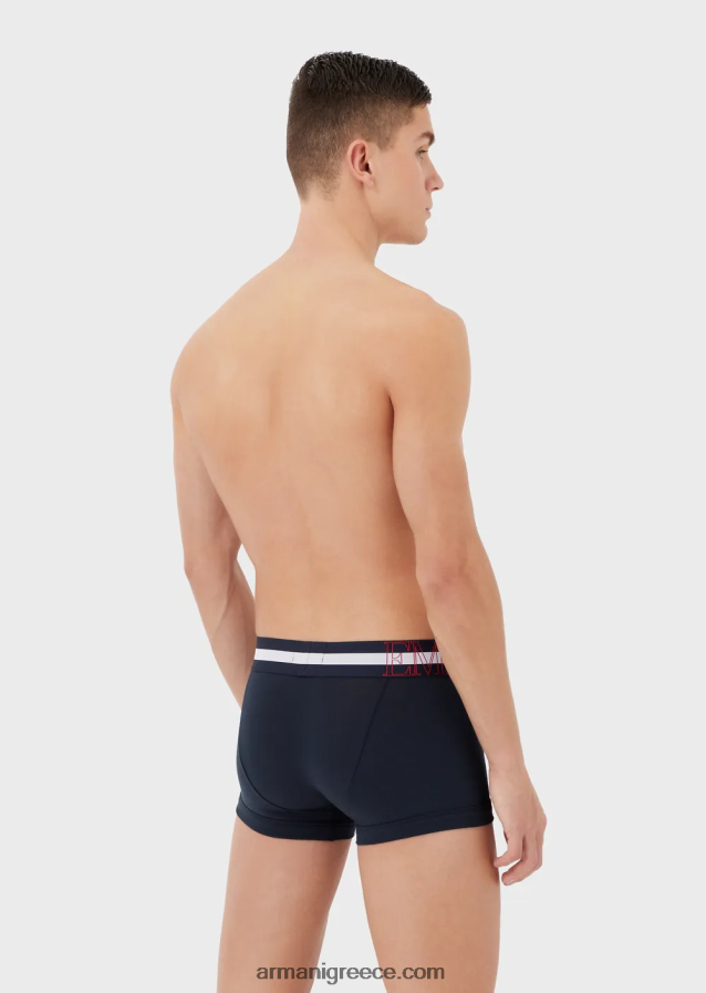 άνδρες Armani σλιπ μποξερ από οργανικό βαμβάκι με μεγάλο λογότυπο 4046R61773 ναυτικό μπλε