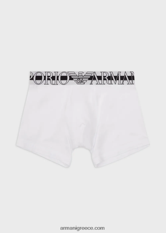 άνδρες Armani σλιπ μποξερ από οργανικό βαμβάκι με μεγάλο λογότυπο 4046R61774 άσπρο