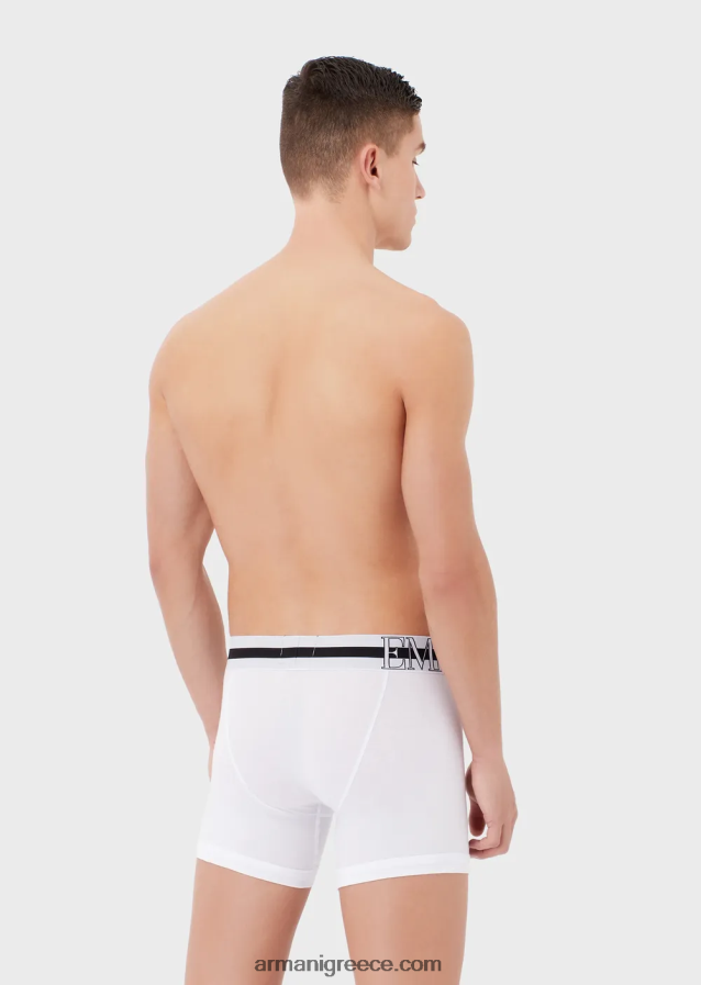 άνδρες Armani σλιπ μποξερ από οργανικό βαμβάκι με μεγάλο λογότυπο 4046R61774 άσπρο