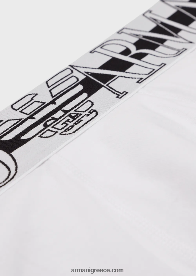 άνδρες Armani σλιπ μποξερ από οργανικό βαμβάκι με μεγάλο λογότυπο 4046R61774 άσπρο