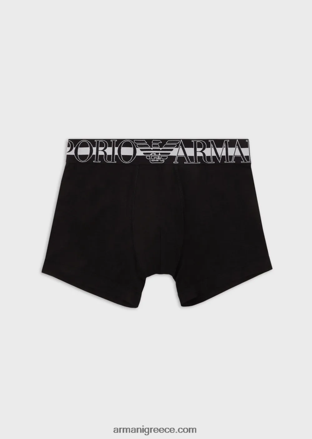 άνδρες Armani σλιπ μποξερ από οργανικό βαμβάκι με μεγάλο λογότυπο 4046R61775 μαύρος