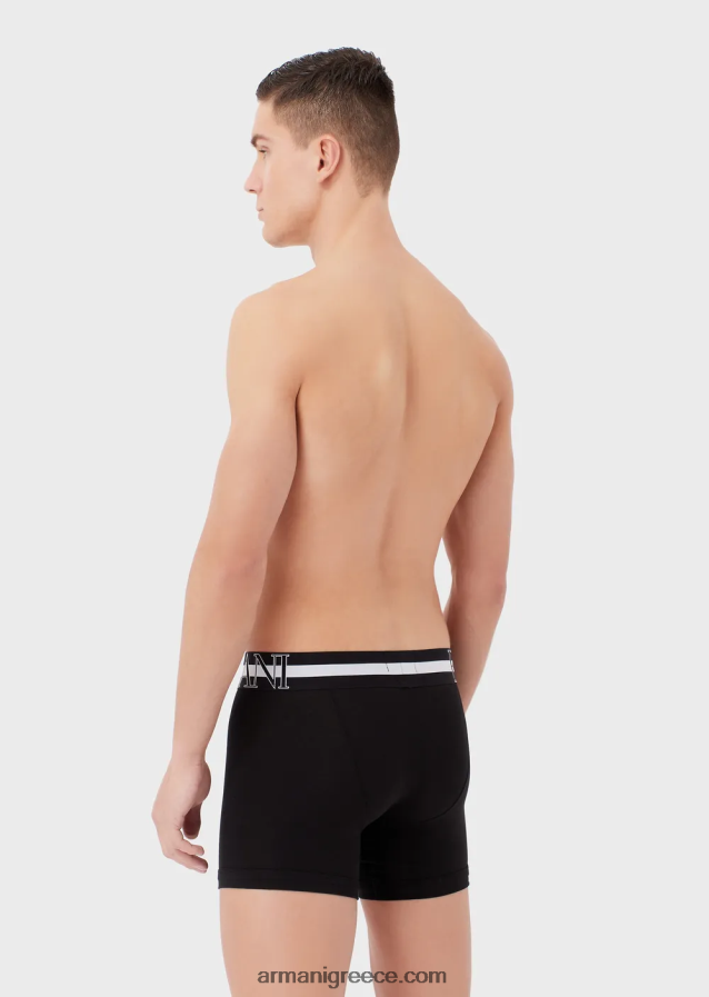 άνδρες Armani σλιπ μποξερ από οργανικό βαμβάκι με μεγάλο λογότυπο 4046R61775 μαύρος