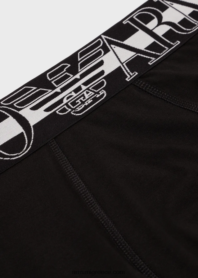 άνδρες Armani σλιπ μποξερ από οργανικό βαμβάκι με μεγάλο λογότυπο 4046R61775 μαύρος