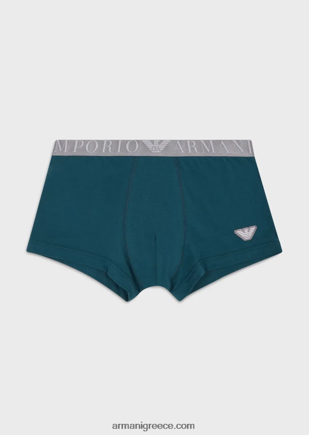 άνδρες Armani Σλιπ μποξεράκι από οργανικό βαμβάκι με γυαλιστερό λογότυπο στη μέση 4046R61781 πετρέλαιο