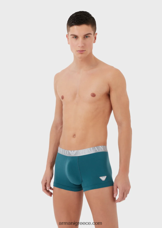 άνδρες Armani Σλιπ μποξεράκι από οργανικό βαμβάκι με γυαλιστερό λογότυπο στη μέση 4046R61781 πετρέλαιο
