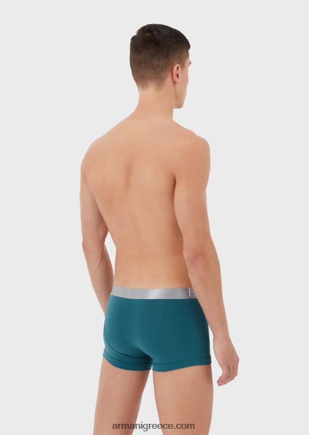 άνδρες Armani Σλιπ μποξεράκι από οργανικό βαμβάκι με γυαλιστερό λογότυπο στη μέση 4046R61781 πετρέλαιο