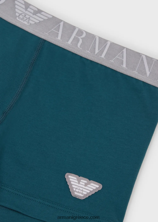 άνδρες Armani Σλιπ μποξεράκι από οργανικό βαμβάκι με γυαλιστερό λογότυπο στη μέση 4046R61781 πετρέλαιο