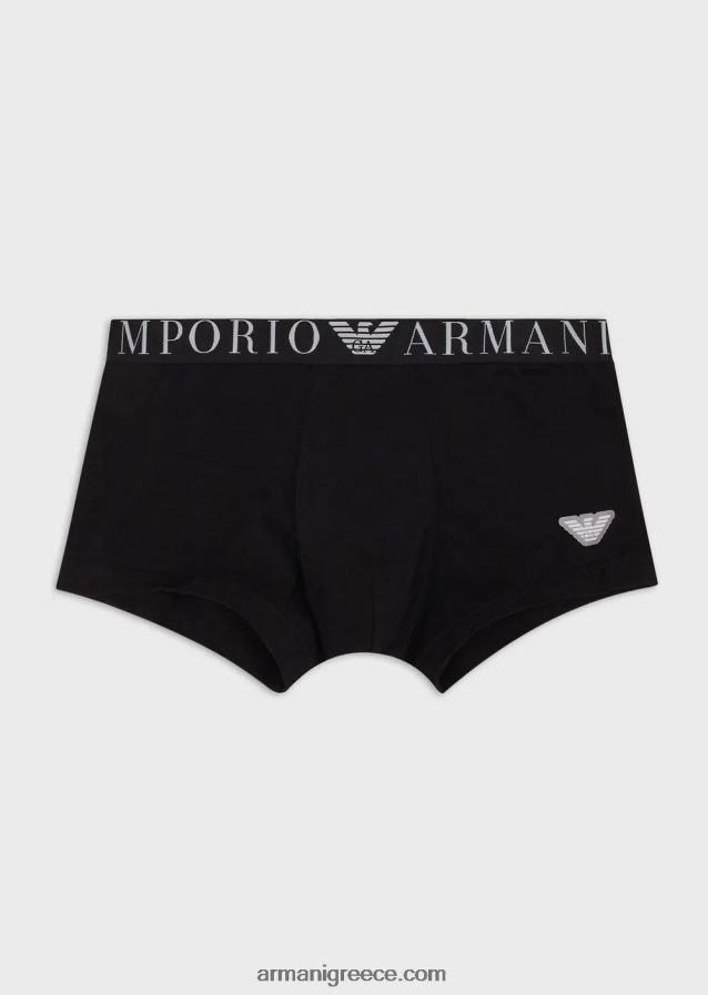 άνδρες Armani Σλιπ μποξεράκι από οργανικό βαμβάκι με γυαλιστερό λογότυπο στη μέση 4046R61782 μαύρος