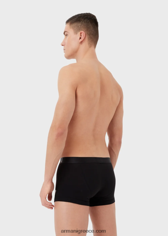 άνδρες Armani Σλιπ μποξεράκι από οργανικό βαμβάκι με γυαλιστερό λογότυπο στη μέση 4046R61782 μαύρος