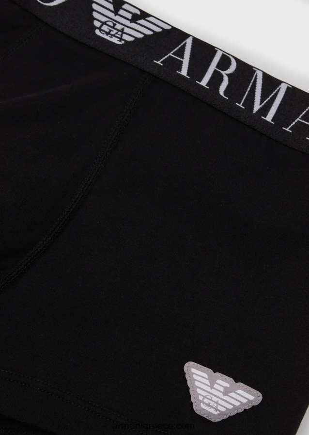 άνδρες Armani Σλιπ μποξεράκι από οργανικό βαμβάκι με γυαλιστερό λογότυπο στη μέση 4046R61782 μαύρος