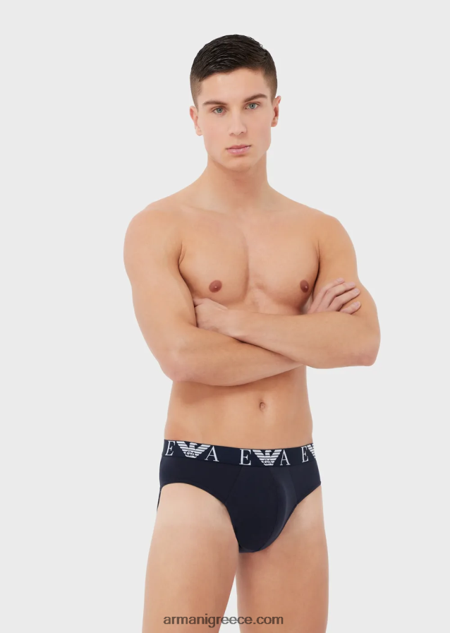 άνδρες Armani τριών σλιπ με έντονο μονόγραμμα λογότυπο στη μέση 4046R61785 μπλε