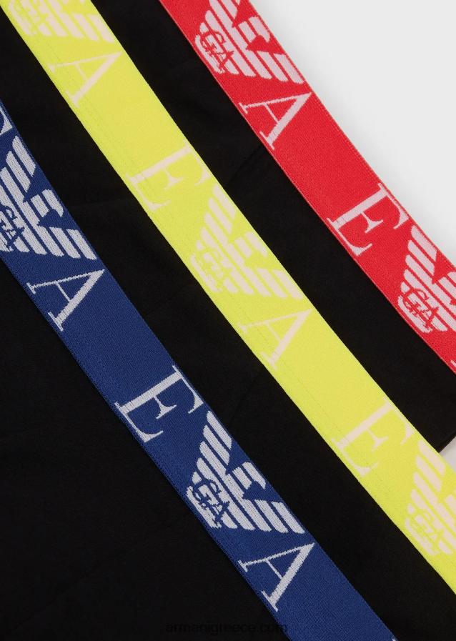 άνδρες Armani τριών σλιπ με έντονο μονόγραμμα λογότυπο στη μέση 4046R61786 μαύρος