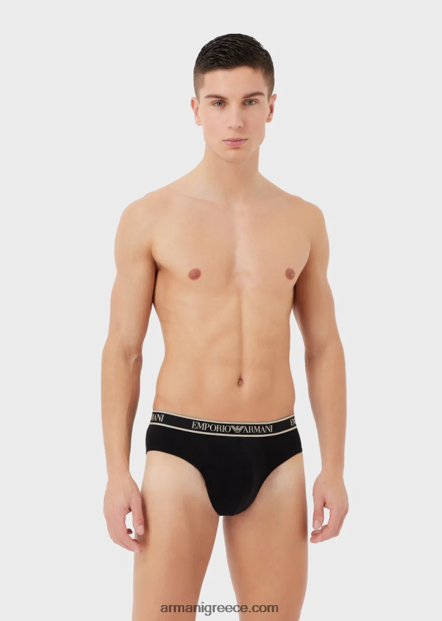άνδρες Armani τριών σλιπ με κορδόνι λογότυπο στη μέση 4046R61787 μαύρος