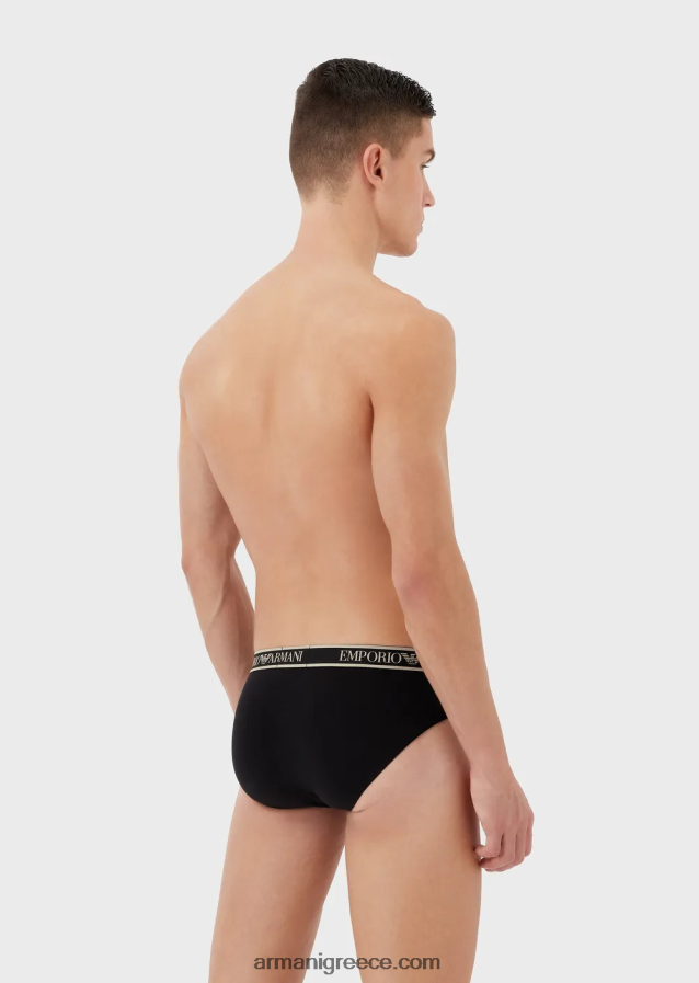 άνδρες Armani τριών σλιπ με κορδόνι λογότυπο στη μέση 4046R61787 μαύρος