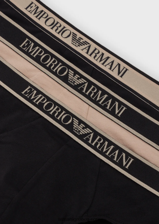 άνδρες Armani τριών σλιπ με κορδόνι λογότυπο στη μέση 4046R61787 μαύρος