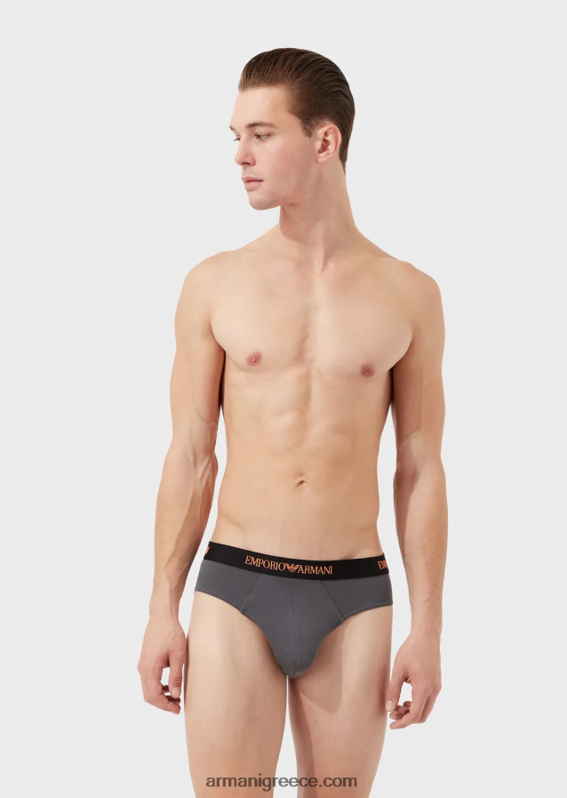 άνδρες Armani τριών σλιπ από καθαρό βαμβάκι 4046R61788 μαύρος