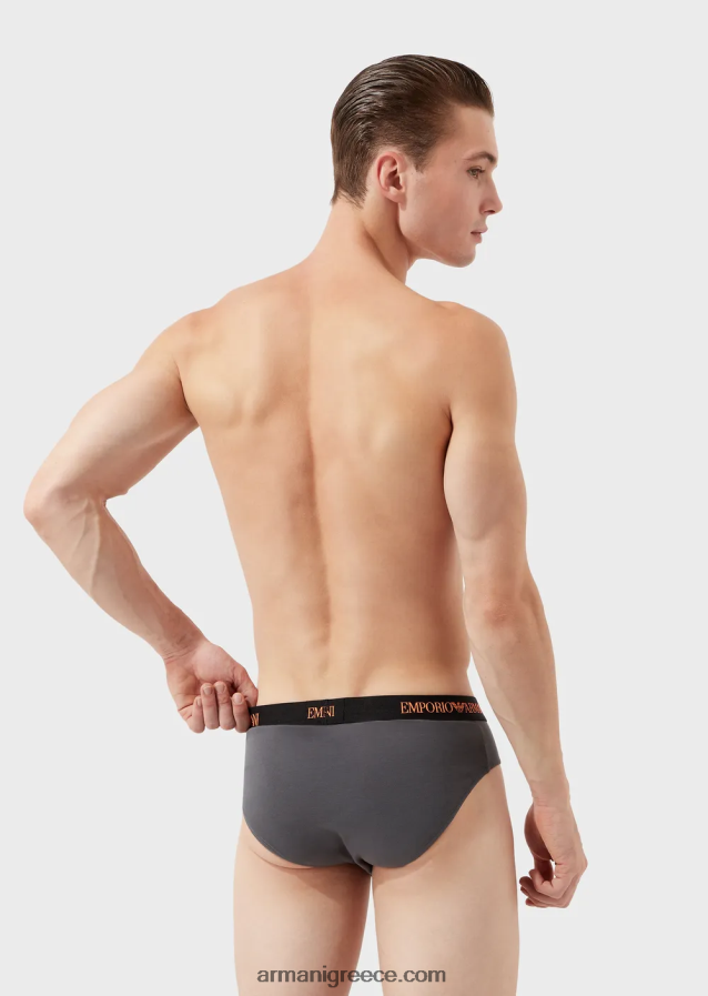 άνδρες Armani τριών σλιπ από καθαρό βαμβάκι 4046R61788 μαύρος