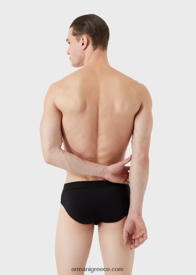 άνδρες Armani Σλιπ από μικροΐνες με λογότυπο στη μέση 4046R61793 μαύρος