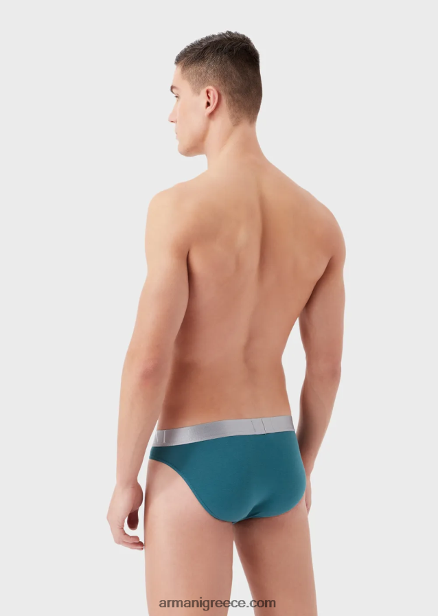 άνδρες Armani Σλιπ από οργανικό βαμβάκι με γυαλιστερό λογότυπο στη μέση 4046R61796 πετρέλαιο