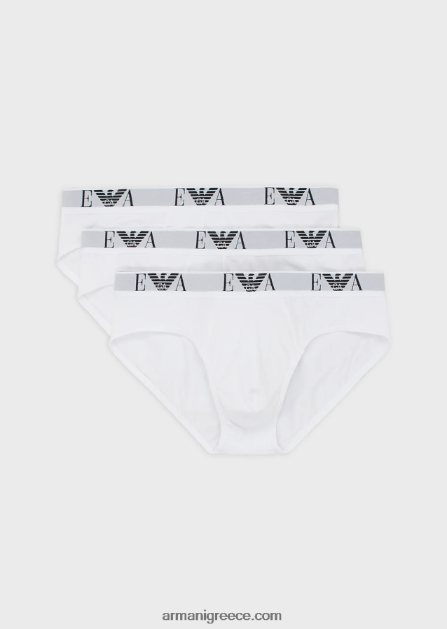 άνδρες Armani τριών σλιπ με βασικό μονόγραμμα λογότυπο 4046R61800 άσπρο