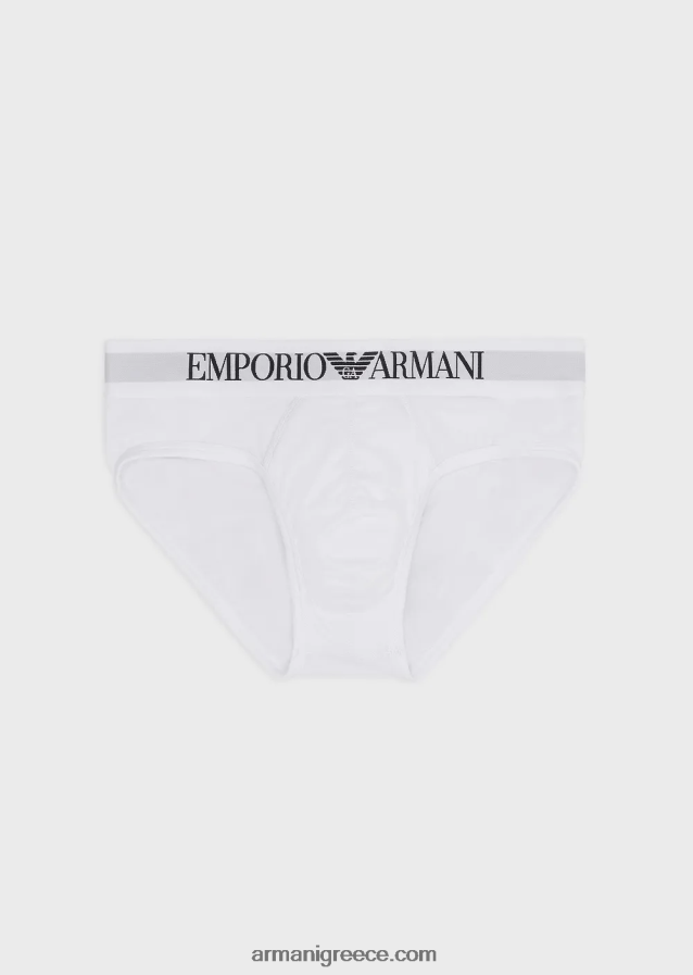 άνδρες Armani βασικό σλιπ με λογότυπο στη μέση 4046R61801 άσπρο