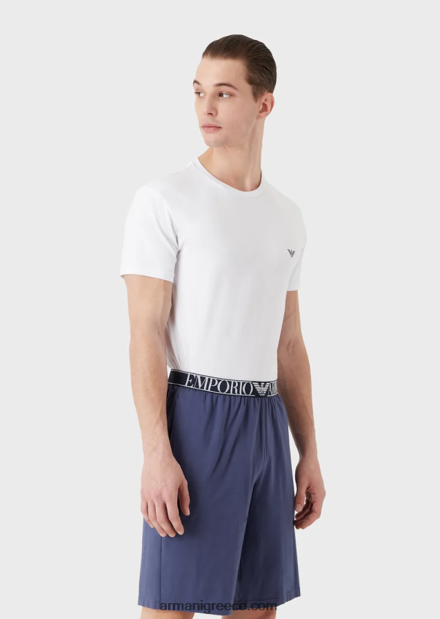 άνδρες Armani κοντές πιτζάμες με λογότυπο αντοχής 4046R61807 άσπρο