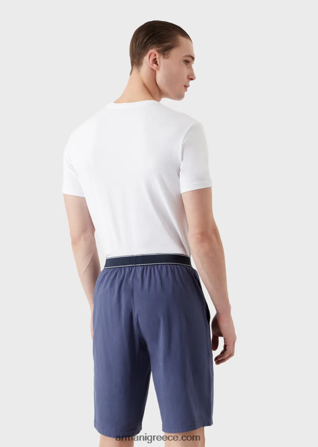 άνδρες Armani κοντές πιτζάμες με λογότυπο αντοχής 4046R61807 άσπρο