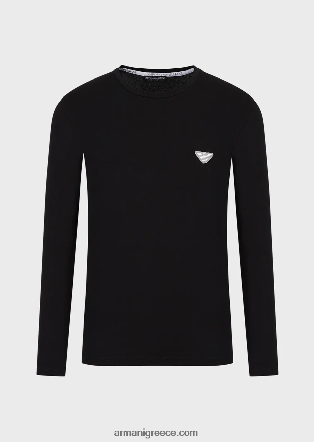 άνδρες Armani εσώρουχο από οργανικό βαμβάκι σε λεπτή εφαρμογή με γυαλιστερό λογότυπο 4046R61808 μαύρος