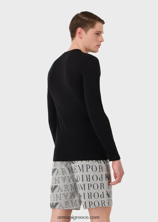 άνδρες Armani εσώρουχο από οργανικό βαμβάκι σε λεπτή εφαρμογή με γυαλιστερό λογότυπο 4046R61808 μαύρος