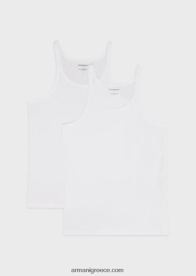 άνδρες Armani δύο πακέτα γιλέκα από καθαρό βαμβάκι 4046R61821 άσπρο