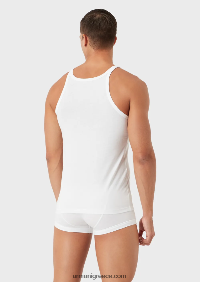 άνδρες Armani δύο πακέτα γιλέκα από καθαρό βαμβάκι 4046R61821 άσπρο