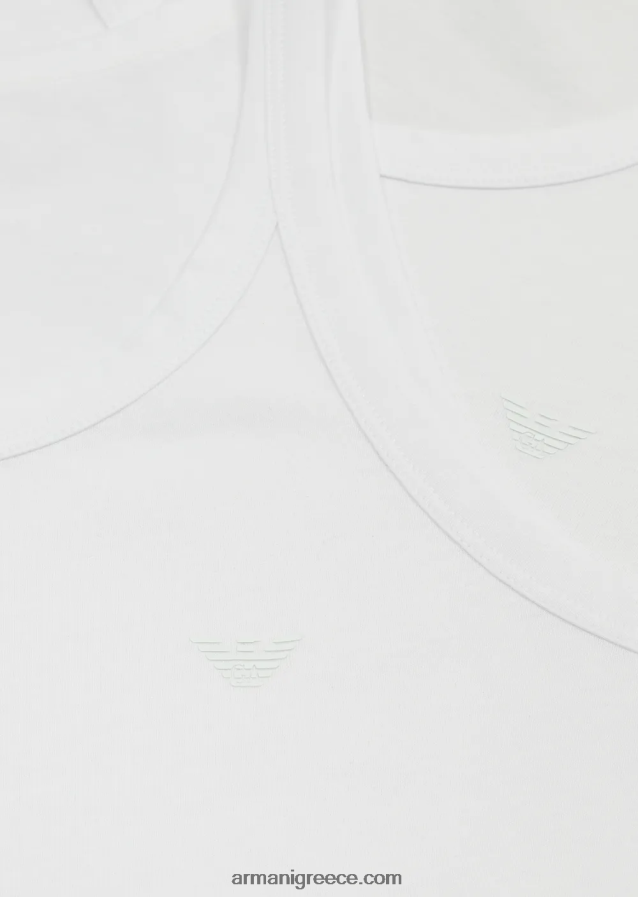 άνδρες Armani δύο πακέτα γιλέκα από καθαρό βαμβάκι 4046R61821 άσπρο