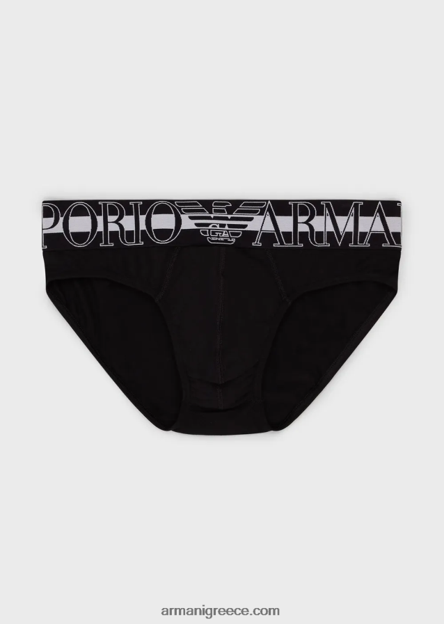 άνδρες Armani megalogo σλιπ από οργανικό βαμβάκι 4046R61792 μαύρος