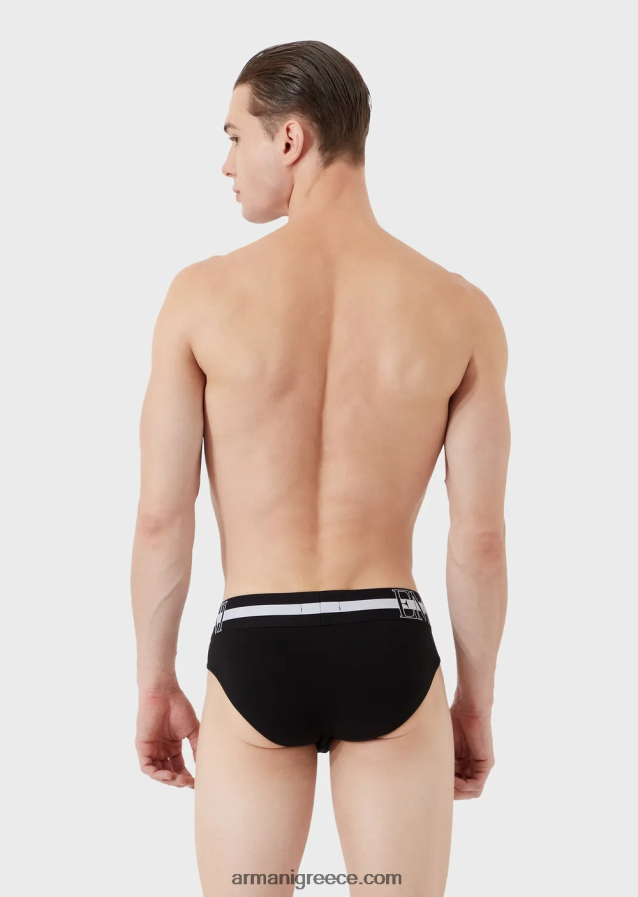 άνδρες Armani megalogo σλιπ από οργανικό βαμβάκι 4046R61792 μαύρος