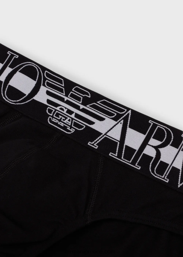 άνδρες Armani megalogo σλιπ από οργανικό βαμβάκι 4046R61792 μαύρος