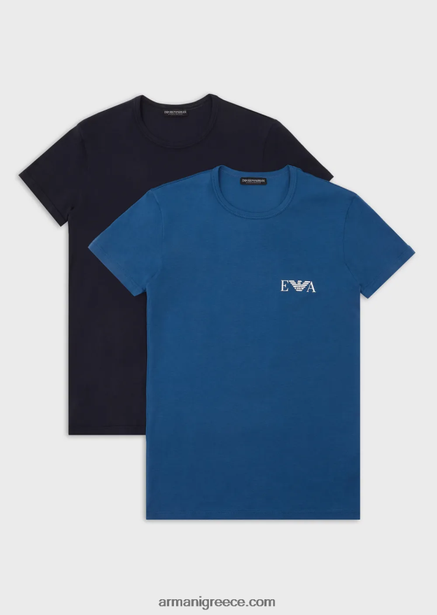 άνδρες Armani δύο πακέτα εσώρουχα slim-fit με έντονο μονόγραμμα λογότυπο 4046R61811 μπλε