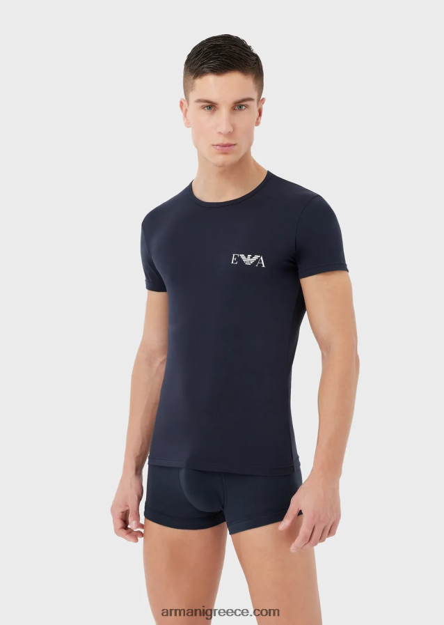 άνδρες Armani δύο πακέτα εσώρουχα slim-fit με έντονο μονόγραμμα λογότυπο 4046R61811 μπλε