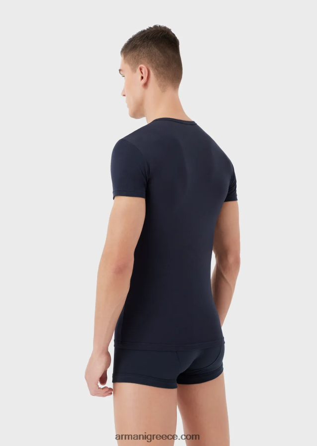 άνδρες Armani δύο πακέτα εσώρουχα slim-fit με έντονο μονόγραμμα λογότυπο 4046R61811 μπλε