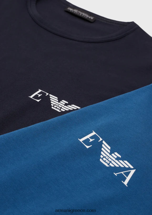 άνδρες Armani δύο πακέτα εσώρουχα slim-fit με έντονο μονόγραμμα λογότυπο 4046R61811 μπλε