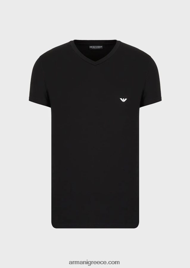 άνδρες Armani βασικό t-shirt με λαιμόκοψη σε εσώρουχα 4046R61822 μαύρος