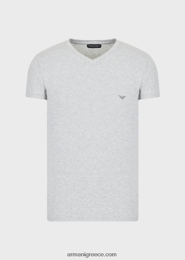 άνδρες Armani βασικό t-shirt με λαιμόκοψη σε εσώρουχα 4046R61823 ανοιχτό γκρι
