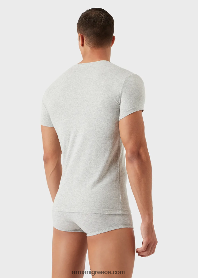 άνδρες Armani βασικό t-shirt με λαιμόκοψη σε εσώρουχα 4046R61823 ανοιχτό γκρι
