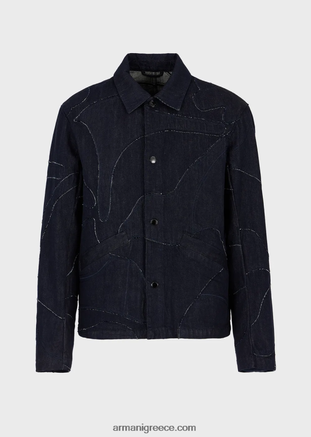 άνδρες Armani σακάκι καμβά με μεγάλο κέντημα παραλλαγής ασορτί χρώματος 4046R61301