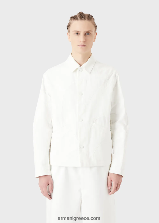 άνδρες Armani σακάκι καμβά με μεγάλο κέντημα παραλλαγής ασορτί χρώματος 4046R61302