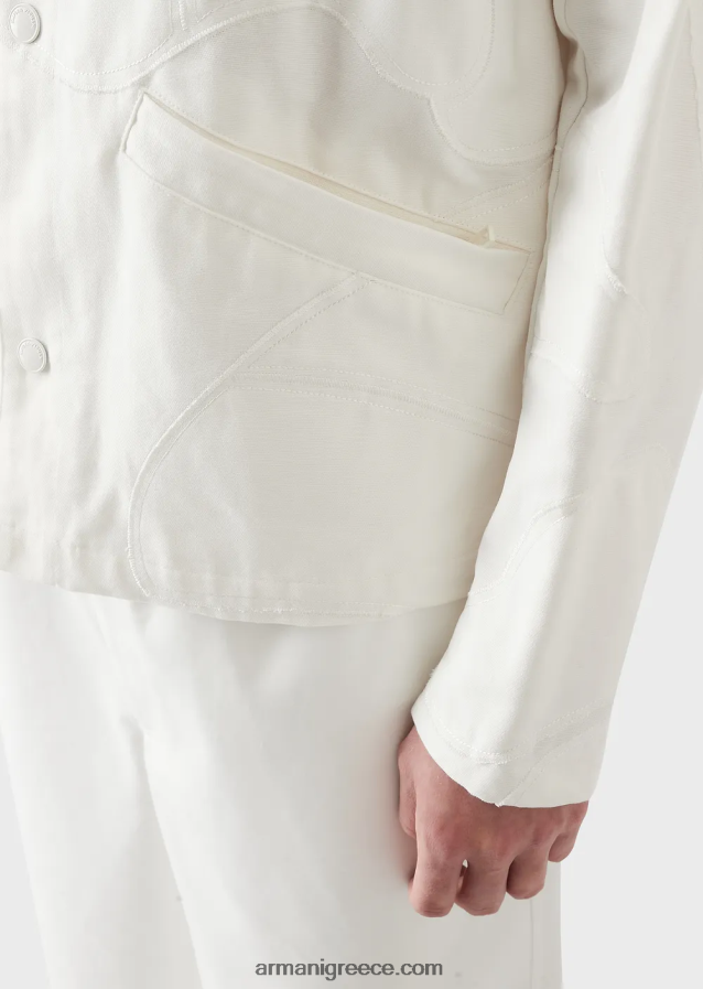 άνδρες Armani σακάκι καμβά με μεγάλο κέντημα παραλλαγής ασορτί χρώματος 4046R61302