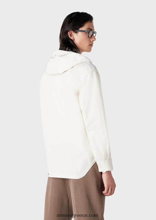 άνδρες Armani υδατοαπωθητικό σατέν νάιλον μπλουζόν με κουκούλα 4046R61310 μπεζ