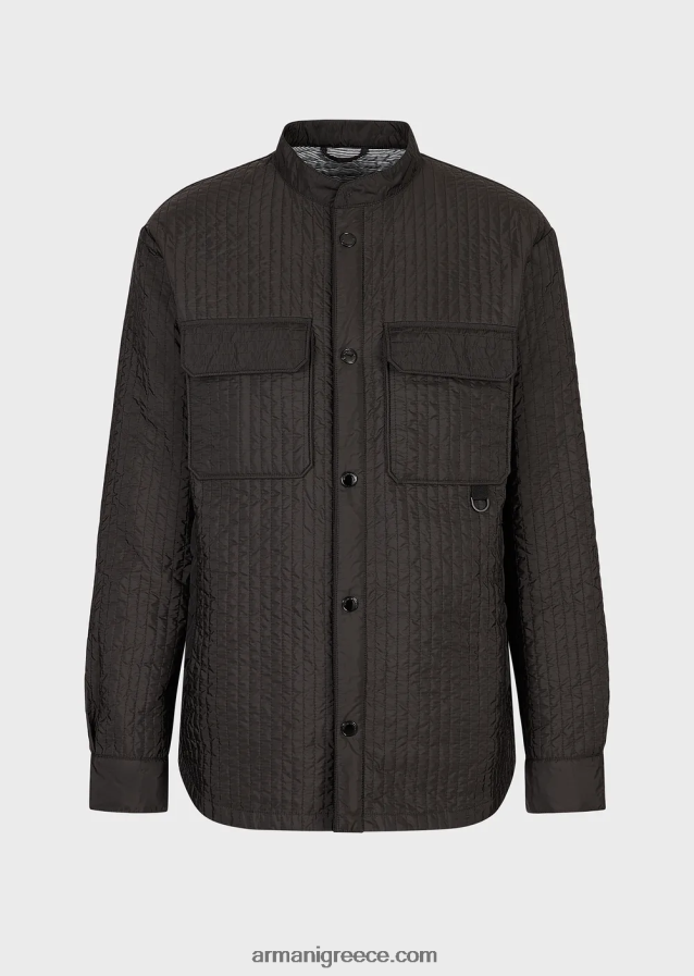 άνδρες Armani καπιτονέ ανακυκλωμένο νάιλον υδατοαπωθητικό μπλουζόνι 4046R61312 σκούρο γκρίζο