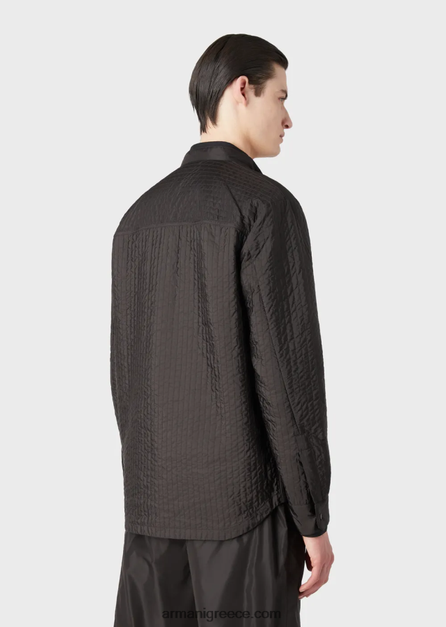 άνδρες Armani καπιτονέ ανακυκλωμένο νάιλον υδατοαπωθητικό μπλουζόνι 4046R61312 σκούρο γκρίζο